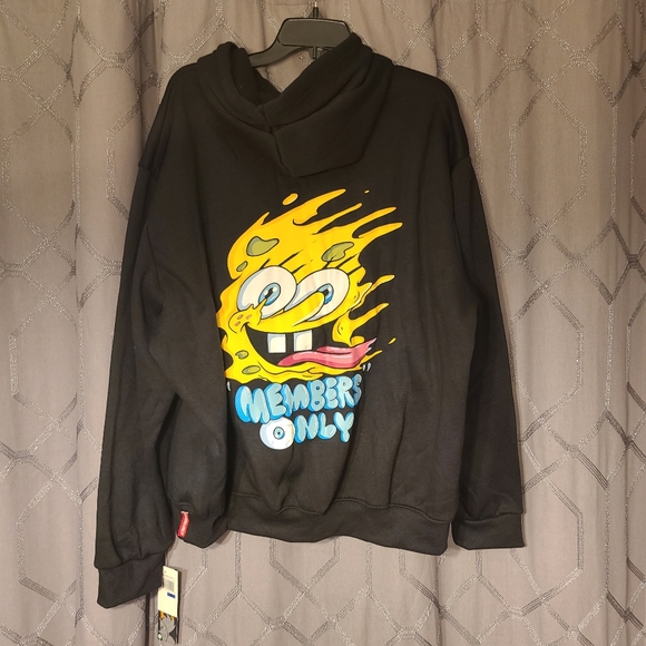 Members Only X Nickelodeon SpongeBob SquarePants Black Hoodie Sweatshirt XL - Picture 3 of 4